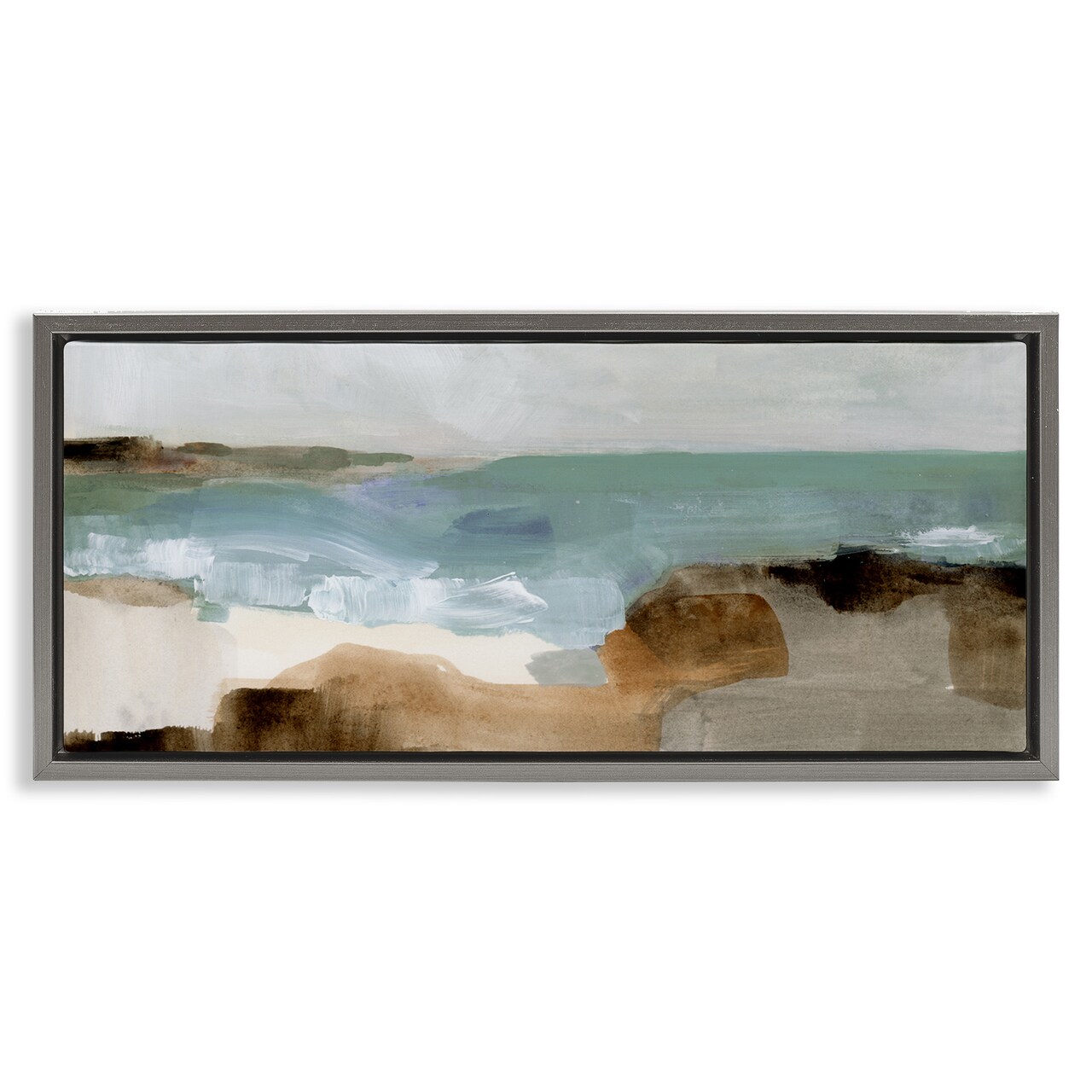 Stupell Industries Abstract Ocean Wave Landscape Framed Floater Canvas Wall Art